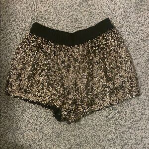 Zara High Waist Black and Gold Shorts
